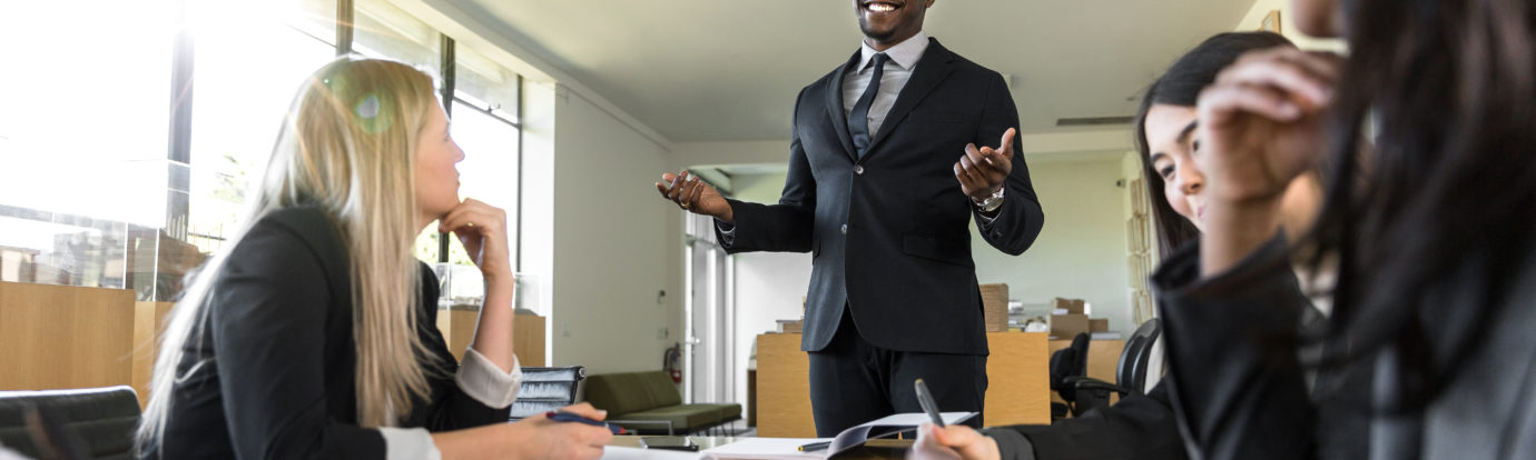 sales training session in a conference room