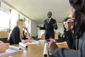 sales training session in a conference room