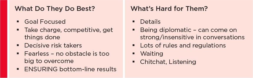 "Doers" behavior styles