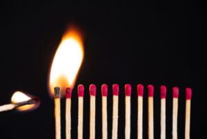 matches being set on fire