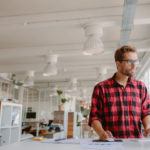 Young man working on sales training