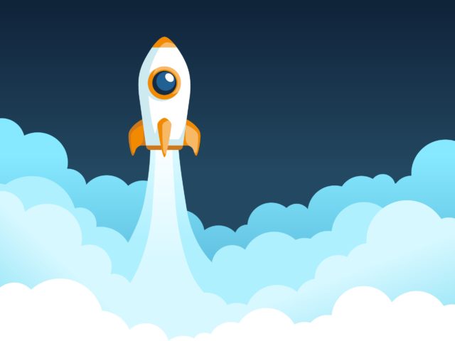 clip art of a rocket in shooting into space