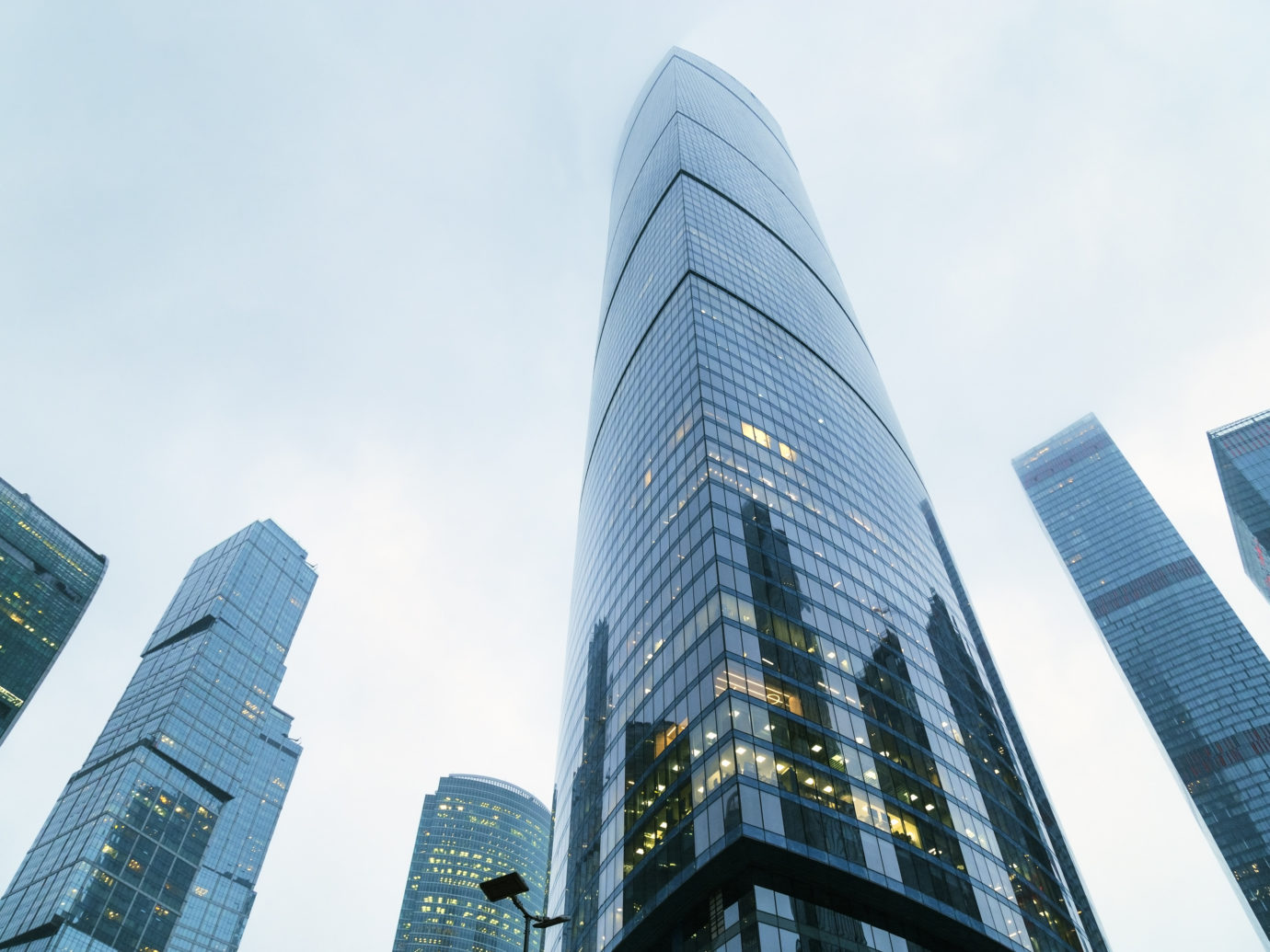 upward point of view on skyscrapers