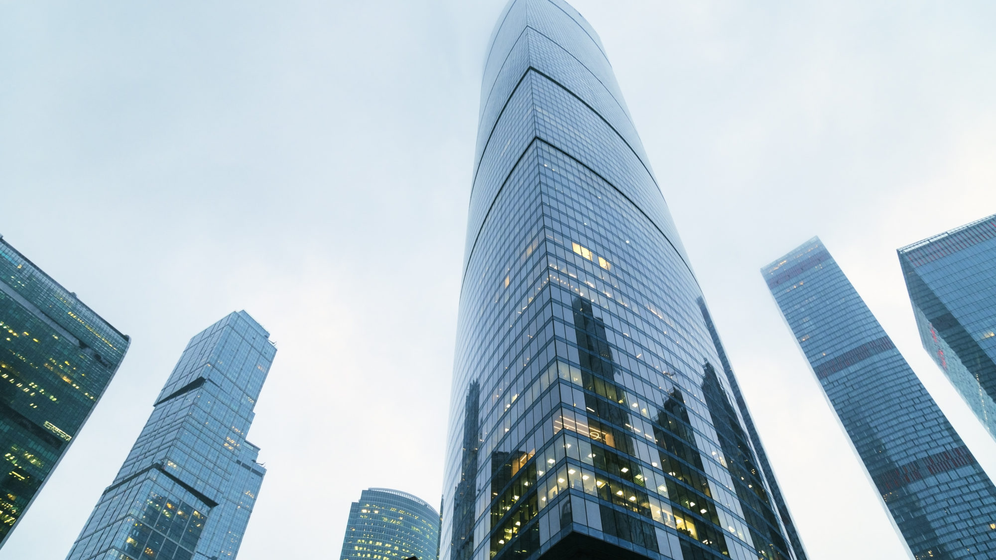 upward point of view on skyscrapers