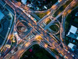 aerial view of a busy freeway