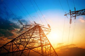 stock photo of high voltage towers