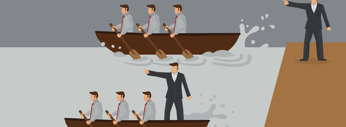 leadership styles image of workers in a boat