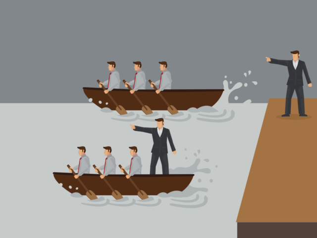 leadership styles image of workers in a boat